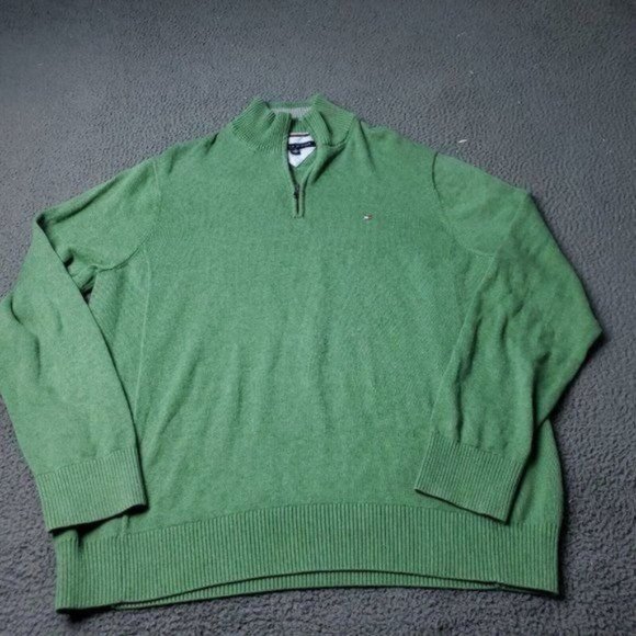 Tommy Hilfiger Sweater Pullover Zip Up Mens Size 2XL XXL Green - Picture 1 of 6